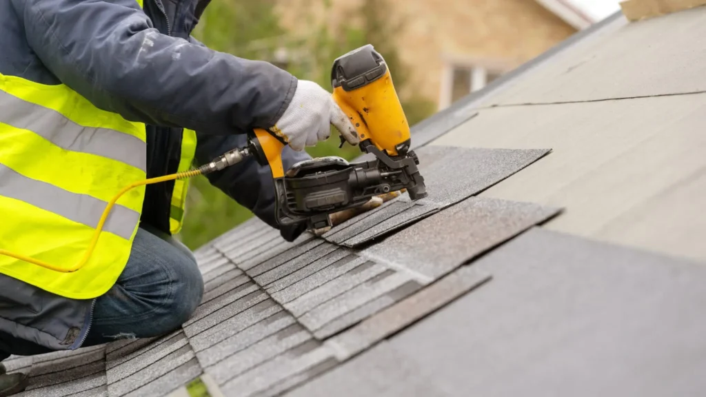 Professional roof replacement project in progress in Canby neighborhood